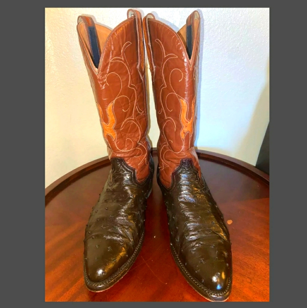Men's Size 10 Brown Ostrich Cowboy Western Boots!!